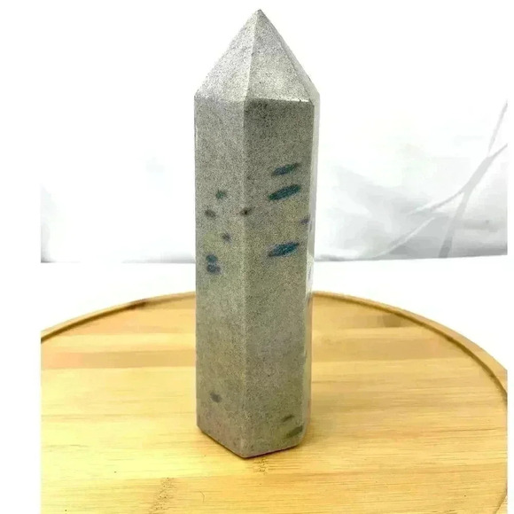 Blue Manganese Obelisk Point Tower 7 1/4" Natural Healing Quartz Crystal 843g - Picture 1 of 8